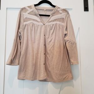 NINE 1 Eight peasant top open work Boho SIZE  small